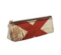 jingong Alabama State Flag on Old Wood Grain Postcard Triangle Leather Case Pouch with Spacious Interior, Zipper Closure for Writing Tools, Office