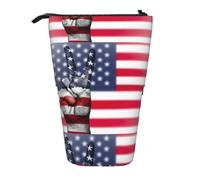 jingong America Flag and Hippie Peace Multi Functional Pencil case, Storage Bag, Makeup Bag, Suitable for Office and Daily Carrying