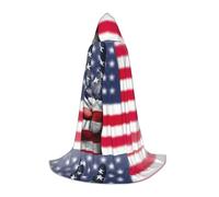 jingong America Flag and Hippie Peace print Hooded cape, suitable for Halloween costumes, role-playing, and Christmas family photos