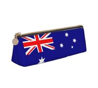 jingong Australian Flag Triangle Leather Case Pouch with Spacious Interior, Zipper Closure for Writing Tools, Office