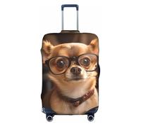 jingong Chihuahua Dog Glasses Print Elastic Luggage Suitcase Covers Adult Luggage Protector Travel Suitcase Protective Cover
