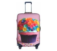 jingong Colorful Cupcakes Rainbow Flower Cake Print Elastic Luggage Suitcase Covers Adult Luggage Protector Travel Suitcase Protective Cover