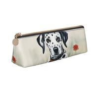 jingong Dalmatian Triangle Leather Case Pouch with Spacious Interior, Zipper Closure for Writing Tools, Office