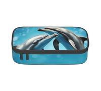 jingong Dolphins in Love Large Capacity Storage Bag, fit for Travel, Office Supplies, Makeup, and Desk Organization