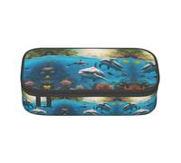jingong Dolphins Sea Turtle Shark Octopus Coral Large Capacity Storage Bag, fit for Travel, Office Supplies, Makeup, and Desk Organization