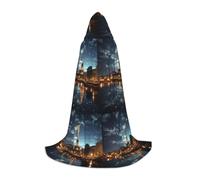 jingong Eiffel tower print Hooded cape, suitable for Halloween costumes, role-playing, and Christmas family photos