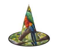 jingong Fantastic Parrot Feather print Halloween hat, set of 1,fit for family themed parties, courtyard decoration, carnival parties