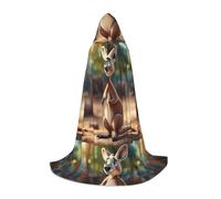 jingong Funny Cartoon Kangaroo Zoo (2) print Hooded cape, suitable for Halloween costumes, role-playing, and Christmas family photos