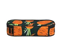 jingong Happy Carrot Seamless Pattern Print Oxford Cloth Pencil Case Pouch, Sturdy, Double Zipper, Cosmetic Pencil Storage