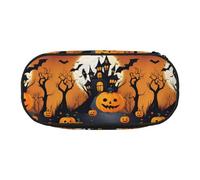 jingong Happy-Halloween-Vector 1 Print Oxford Cloth Pencil Case Pouch, Sturdy, Double Zipper, Cosmetic Pencil Storage