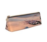 jingong Japan Mount Fuji Landscape Triangle Leather Case Pouch with Spacious Interior, Zipper Closure for Writing Tools, Office
