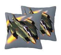 jingong Jet fighters Imitation Linen Pillowcase Set - 2PCS Premium Printed Bedding Set for Modern Home Decor
