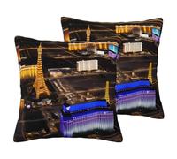 jingong Las Vegas night Imitation Linen Pillowcase Set - 2PCS Premium Printed Bedding Set for Modern Home Decor