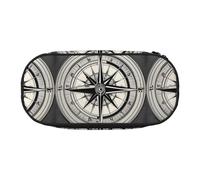 jingong Law of The Compass Navigation 1 Print Oxford Cloth Pencil Case Pouch, Sturdy, Double Zipper, Cosmetic Pencil Storage