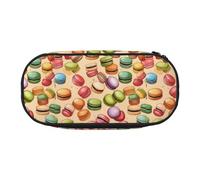 jingong Macaron Biscuit Flavored Print Oxford Cloth Pencil Case Pouch, Sturdy, Double Zipper, Cosmetic Pencil Storage