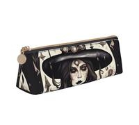 jingong Magic Witch Witchcraft Bohemian Triangle Leather Case Pouch with Spacious Interior, Zipper Closure for Writing Tools, Office