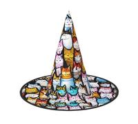 jingong many cartoon cats print Halloween hat, set of 2,fit for family themed parties, courtyard decoration, carnival parties