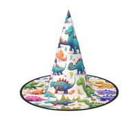 jingong Many Colorful cartoon Dinosaurs print Halloween hat, set of 2,fit for family themed parties, courtyard decoration, carnival parties