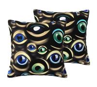 jingong many evil eyes Imitation Linen Pillowcase Set - 2PCS Premium Printed Bedding Set for Modern Home Decor