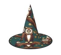 jingong Many Owls on Tree Branches print Halloween hat, set of 2,fit for family themed parties, courtyard decoration, carnival parties
