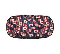 jingong Many Small Canadian Flags Print Oxford Cloth Pencil Case Pouch, Sturdy, Double Zipper, Cosmetic Pencil Storage