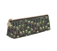 jingong Many Zombies Triangle Leather Case Pouch with Spacious Interior, Zipper Closure for Writing Tools, Office