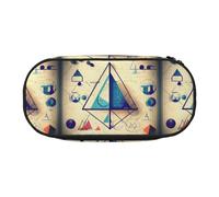 jingong Math Geometry Geek Calculus Print Oxford Cloth Pencil Case Pouch, Sturdy, Double Zipper, Cosmetic Pencil Storage