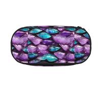 jingong Mermaid Pastel Red Purple Aqua Print Oxford Cloth Pencil Case Pouch, Sturdy, Double Zipper, Cosmetic Pencil Storage