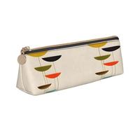 jingong mid Century Modern Prints Triangle Leather Case Pouch with Spacious Interior, Zipper Closure for Writing Tools, Office