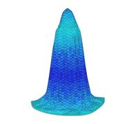jingong Ocean Sea Blue Mermaid Fish print Hooded cape, suitable for Halloween costumes, role-playing, and Christmas family photos