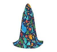 jingong Ocean whale fish octopus print Hooded cape, suitable for Halloween costumes, role-playing, and Christmas family photos
