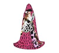 jingong Pink Giraffe Texture print Hooded cape, suitable for Halloween costumes, role-playing, and Christmas family photos