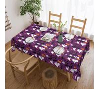 jingong Purple Halloween Horror Square tablecloth, fit for coffee tables, kitchens, restaurants, and desktop decoration
