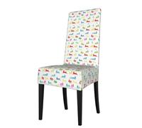 jingong Rainbow rabbit print Fashion Stretch Dining Chair Cover, Soft Wrinkle-Resistant Protector for Armless Chairs