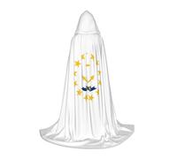 jingong Rhode Island State Flag print Hooded cape, suitable for Halloween costumes, role-playing, and Christmas family photos