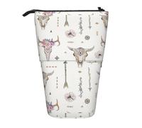 jingong ribal Bull Skull on White Multi Functional Pencil case, Storage Bag, Makeup Bag, Suitable for Office and Daily Carrying