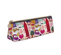 jingong School Newspaper in English Triangle Leather Case Pouch with Spacious Interior, Zipper Closure for Writing Tools, Office