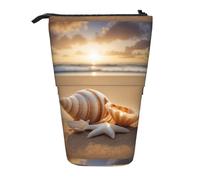 jingong Seashell Landscape On The Beach Multi Functional Pencil case, Storage Bag, Makeup Bag, Suitable for Office and Daily Carrying
