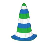 jingong Sierra Leone flag print Hooded cape, suitable for Halloween costumes, role-playing, and Christmas family photos