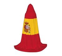 jingong Spanish flag print Hooded cape, suitable for Halloween costumes, role-playing, and Christmas family photos