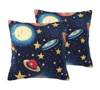 jingong Starry Sky Universe Space Imitation Linen Pillowcase Set - 2PCS Premium Printed Bedding Set for Modern Home Decor
