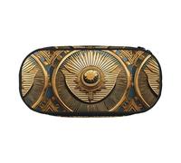 jingong Sun Old Egyptian Timeless Grace Print Oxford Cloth Pencil Case Pouch, Sturdy, Double Zipper, Cosmetic Pencil Storage