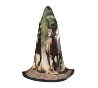 jingong Three running horses print Hooded cape, suitable for Halloween costumes, role-playing, and Christmas family photos