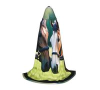 jingong Two horses print Hooded cape, suitable for Halloween costumes, role-playing, and Christmas family photos