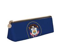 jingong Utah Flag Triangle Leather Case Pouch with Spacious Interior, Zipper Closure for Writing Tools, Office
