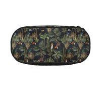 jingong Watercolour Cactus Print Oxford Cloth Pencil Case Pouch, Sturdy, Double Zipper, Cosmetic Pencil Storage