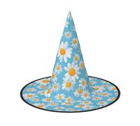jingong White Daisy in Light Blue Background print Halloween hat, set of 3,fit for family themed parties, courtyard decoration, carnival parties