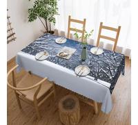 jingong Winter Snow Falling in The Park Square tablecloth, fit for coffee tables, kitchens, restaurants, and desktop decoration