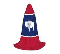 jingong Wyoming State Flag print Hooded cape, suitable for Halloween costumes, role-playing, and Christmas family photos