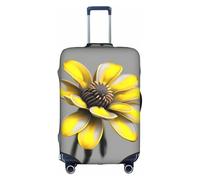 jingong Yellow Gray Flower Print Elastic Luggage Suitcase Covers Adult Luggage Protector Travel Suitcase Protective Cover